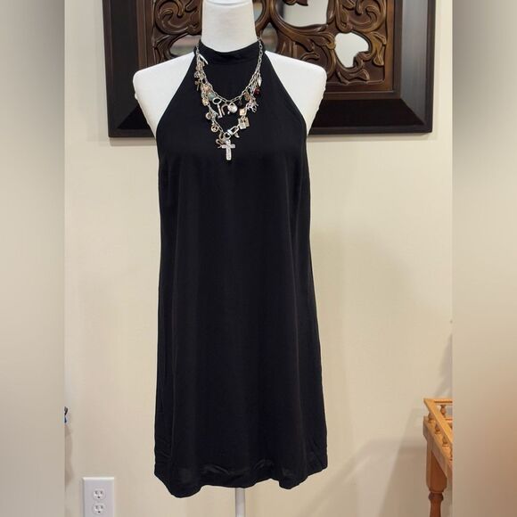 NWT ModCloth Women’s Halter neck Dress solid black Size Medium - Picture 1 of 6